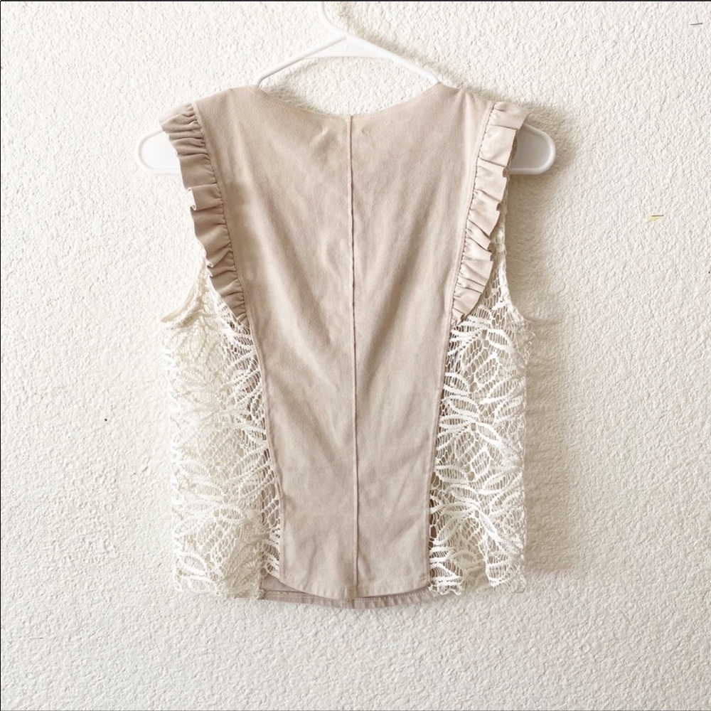 Anthropologie Hippie Vegan Suede Crochet Tank Top - Picture 3 of 5
